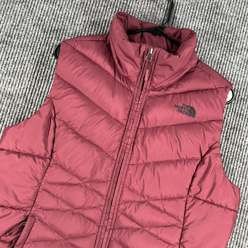 The North Face Alpz Down Jacket Vest Womens Large Maroon Purple Full Zip 550